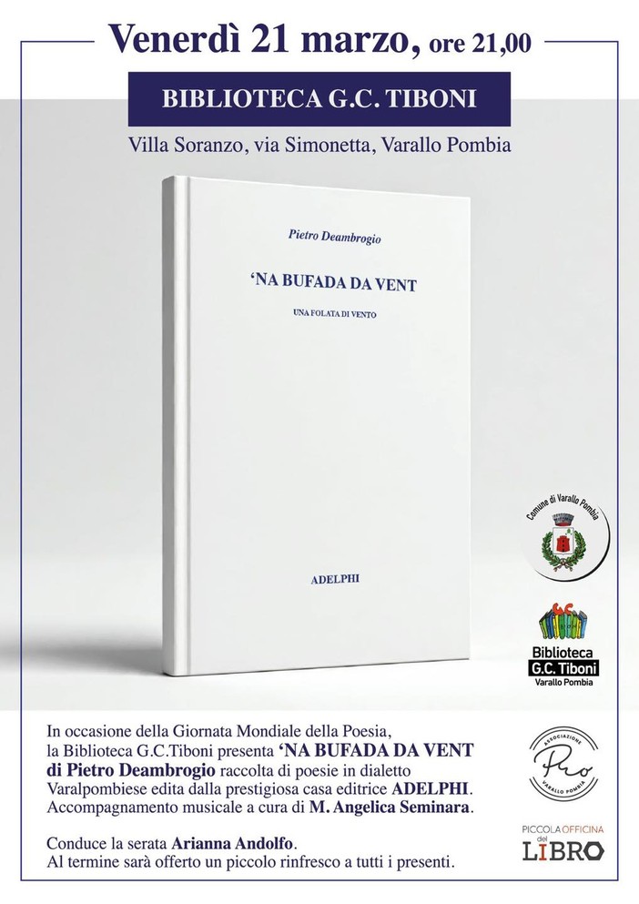 &quot;Na Bufada da Vent&quot;: la poesia dialettale di Pietro Deambrogio tra emozione e memoria