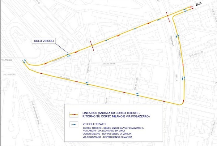 Novara: modifica della viabilità in Corso Trieste