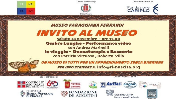 Eventi al Museo Faraggiana Ferrandi: &quot;Ombre lunghe&quot; e &quot;in viaggio&quot;