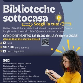 Servizio Civile Universale: opportunità nelle biblioteche del Novarese e Ticino