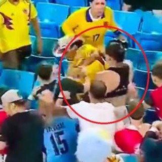 Colombia-Uruguay 1-0, rissa tra giocatori e spettatori - Video